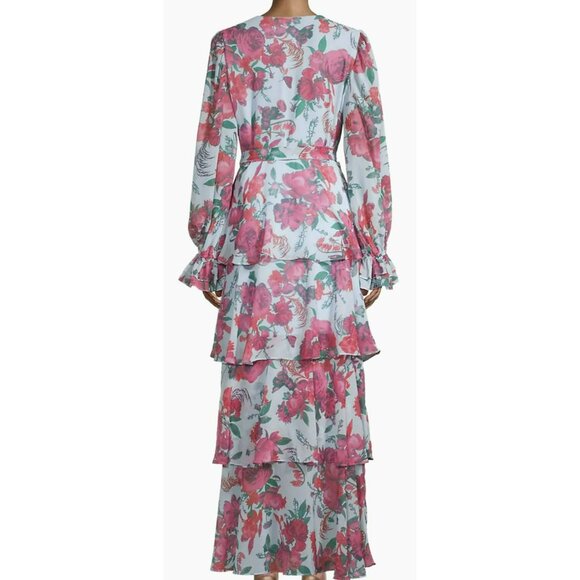 Saks Anthro Hutch $297 Wrap Floral Tiered Maxi Dress Size 0x NWT - Picture 3 of 10